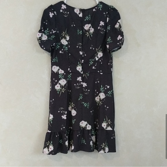 Floral Black V Neck Dress Summer Boho - Picture 8 of 8